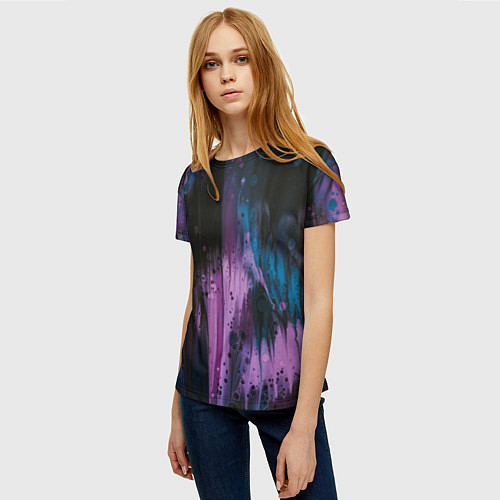 Женская футболка Фиолетовые абстрактные тени / 3D-принт – фото 3