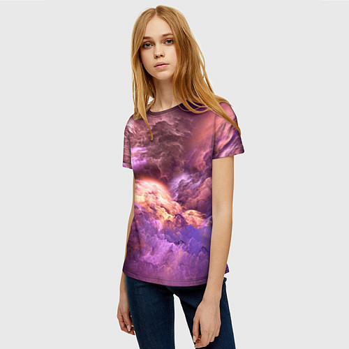 Женская футболка Фиолетовое облако / 3D-принт – фото 3