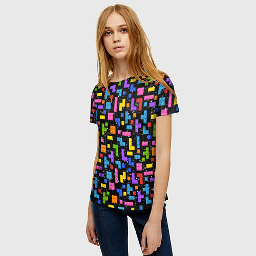 Женская футболка Тетрис лего паттерн / 3D-принт – фото 3
