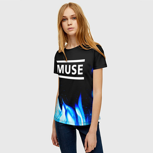 Женская футболка Muse blue fire / 3D-принт – фото 3