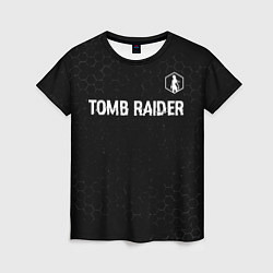 Футболка женская Tomb Raider glitch на темном фоне: символ сверху, цвет: 3D-принт
