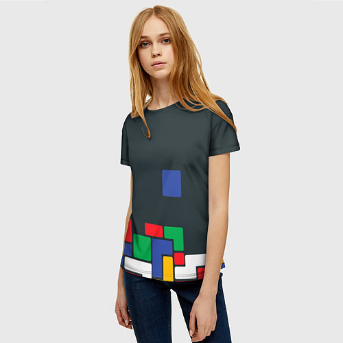 Женская футболка Падающий блок тетрис / 3D-принт – фото 3