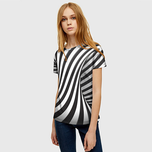 Женская футболка Полосатая зебра / 3D-принт – фото 3
