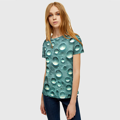 Женская футболка Кристальные капли / 3D-принт – фото 3