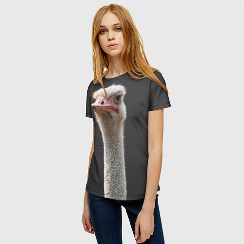 Женская футболка Голова страуса / 3D-принт – фото 3