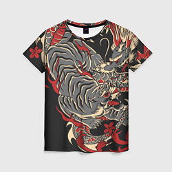 Футболка женская Борьба тигра с драконом, цвет: 3D-принт