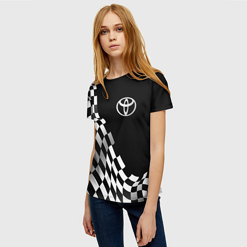 Женская футболка Toyota racing flag / 3D-принт – фото 3