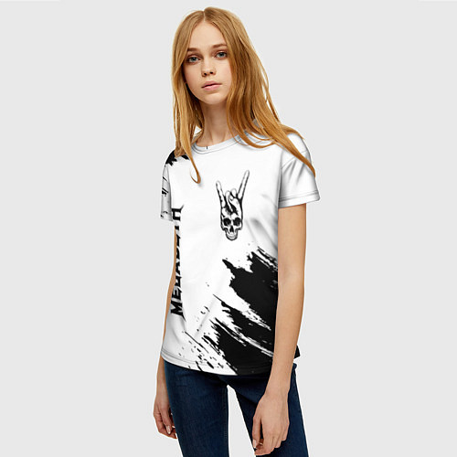 Женская футболка Megadeth и рок символ на светлом фоне / 3D-принт – фото 3