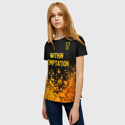 Женская футболка Within Temptation - gold gradient: символ сверху / 3D-принт – фото 3