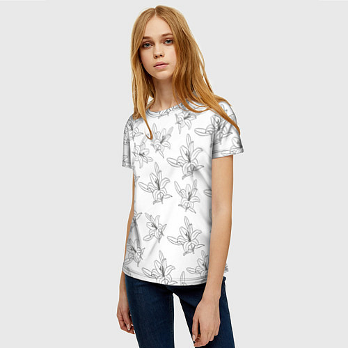 Женская футболка Лилия цветочный паттерн / 3D-принт – фото 3