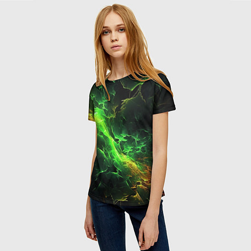 Женская футболка Зеленая молния / 3D-принт – фото 3