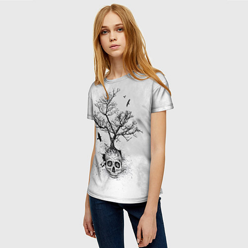 Женская футболка Дерево растёт из черепа / 3D-принт – фото 3