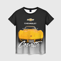 Футболка женская Американская машина Chevrolet Corvette 70-х годов, цвет: 3D-принт