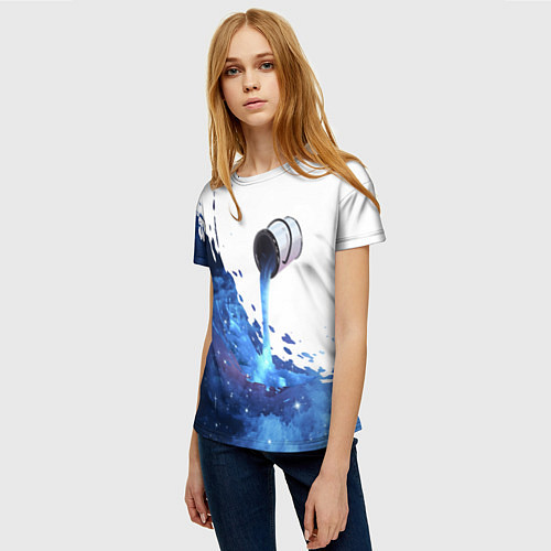 Женская футболка Банка с синей краской / 3D-принт – фото 3