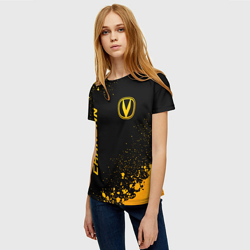 Женская футболка Changan - gold gradient: надпись, символ / 3D-принт – фото 3