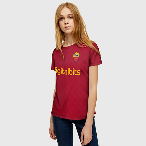 Женская футболка Пауло Дибала ФК Рома форма 2223 домашняя / 3D-принт – фото 3