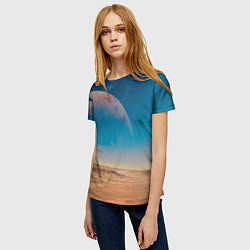 Футболка женская Пустыня и очертания планеты, цвет: 3D-принт — фото 2
