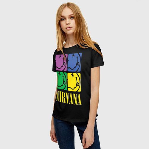 Женская футболка NIRVANA - смайлы / 3D-принт – фото 3