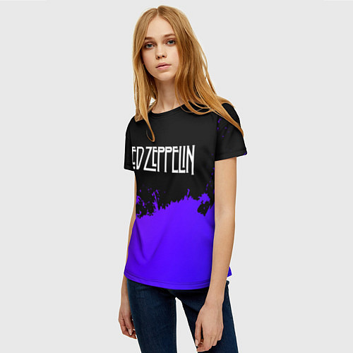 Женская футболка Led Zeppelin purple grunge / 3D-принт – фото 3