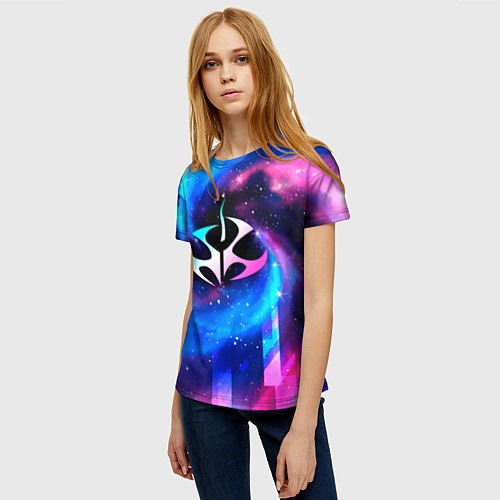 Женская футболка Hitman неоновый космос / 3D-принт – фото 3