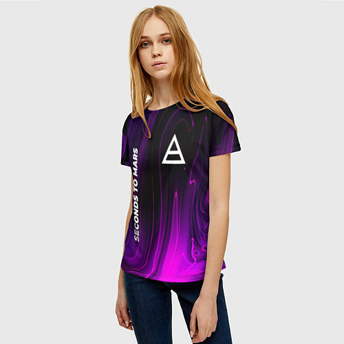 Женская футболка Thirty Seconds to Mars violet plasma / 3D-принт – фото 3