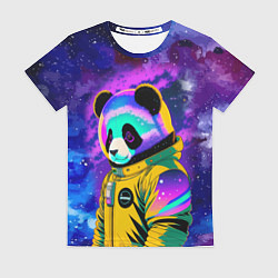 Футболка женская Панда-космонавт в космосе - неон, цвет: 3D-принт