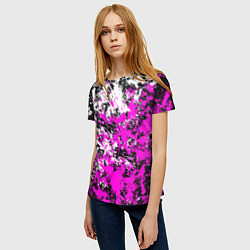 Футболка женская Розово белая краска, цвет: 3D-принт — фото 2
