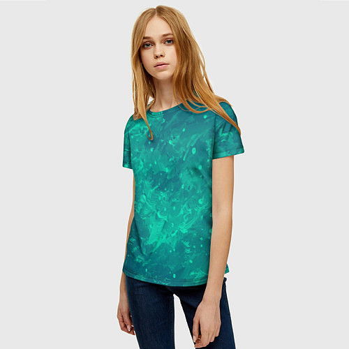 Женская футболка Художественный зелёный / 3D-принт – фото 3