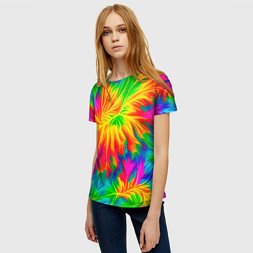 Женская футболка Тай-дай кислотные краски / 3D-принт – фото 3