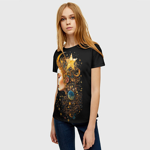 Женская футболка Богиня ночи - нейросеть / 3D-принт – фото 3