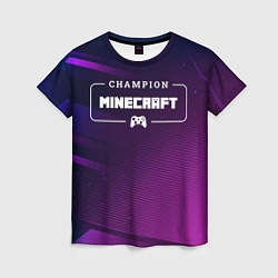 Футболка женская Minecraft gaming champion: рамка с лого и джойстик, цвет: 3D-принт