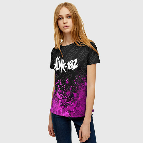 Женская футболка Blink 182 rock legends: символ сверху / 3D-принт – фото 3