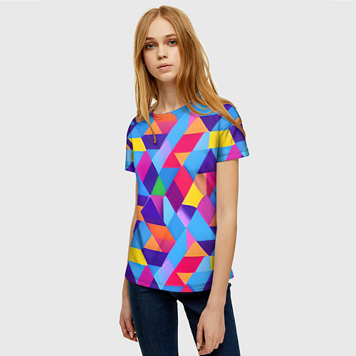 Женская футболка Геометрическая абстракция красок / 3D-принт – фото 3