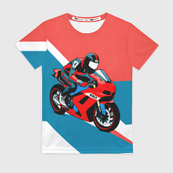 Футболка женская Нарисованный мотоциклист, цвет: 3D-принт