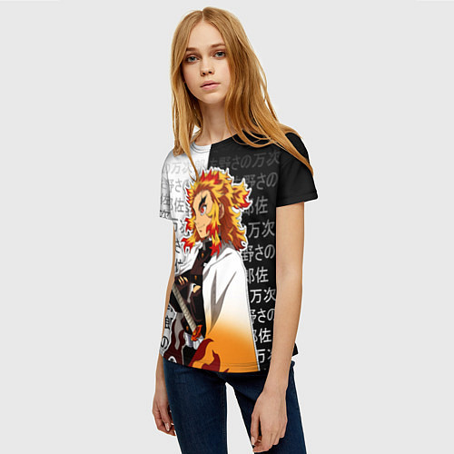 Женская футболка Столп пламени - Ренгоку - клинок / 3D-принт – фото 3