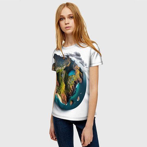 Женская футболка Планета с одним островом / 3D-принт – фото 3