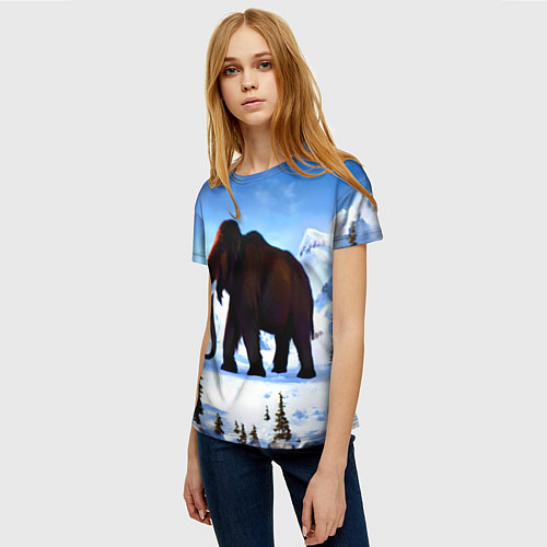 Женская футболка Мамонт ледникового периода / 3D-принт – фото 3