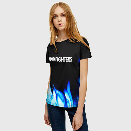 Женская футболка Foo Fighters blue fire / 3D-принт – фото 3