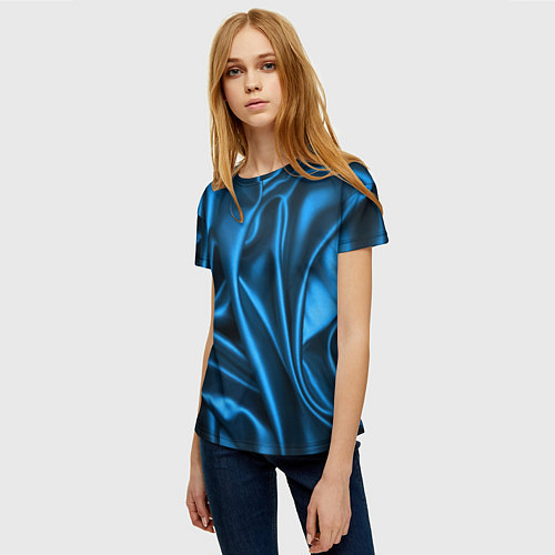Женская футболка Синий шёлк / 3D-принт – фото 3