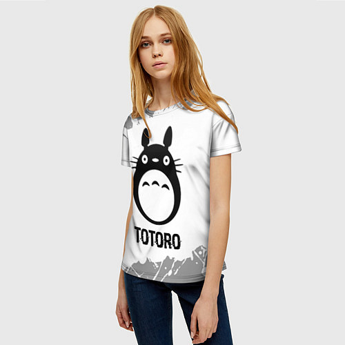 Женская футболка Totoro glitch на светлом фоне / 3D-принт – фото 3