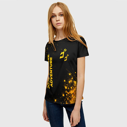 Женская футболка JoJo Bizarre Adventure - gold gradient: надпись, с / 3D-принт – фото 3