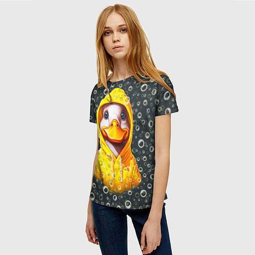 Женская футболка Забавный утёнок в капюшоне / 3D-принт – фото 3