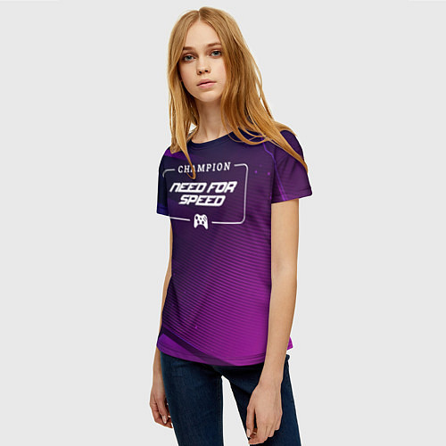 Женская футболка Need for Speed gaming champion: рамка с лого и джо / 3D-принт – фото 3