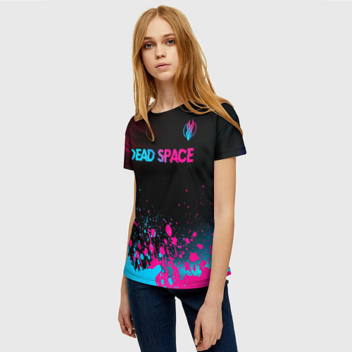 Женская футболка Dead Space - neon gradient: символ сверху / 3D-принт – фото 3
