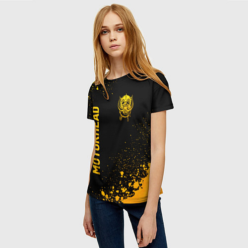 Женская футболка Motorhead - gold gradient: надпись, символ / 3D-принт – фото 3