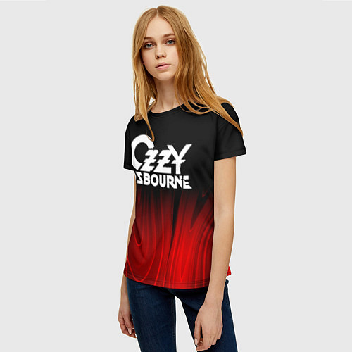 Женская футболка Ozzy Osbourne red plasma / 3D-принт – фото 3