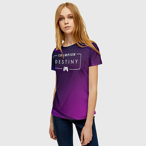 Женская футболка Destiny gaming champion: рамка с лого и джойстиком / 3D-принт – фото 3