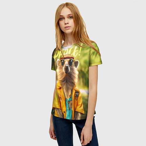 Женская футболка Peace - хиппи квокка короткохвостый кенгуру / 3D-принт – фото 3