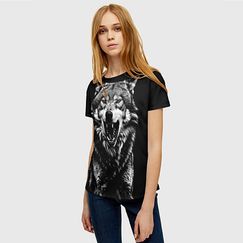 Женская футболка Злой волчара / 3D-принт – фото 3