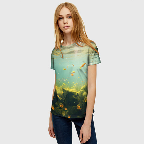 Женская футболка Рыбки в море / 3D-принт – фото 3